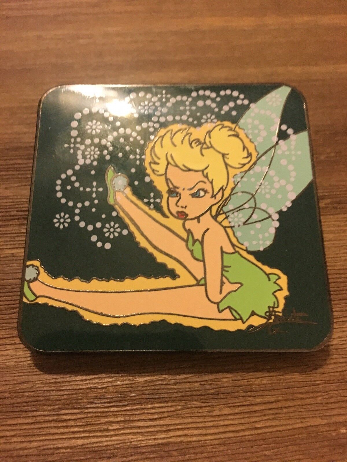 Disney Auctions Elisabete Gomes Tinker Bell Green Square Pin LE 100 Peter Pan