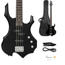 Glarry Flamed Electric Bass Guitar Beginner 4 String Guitar for Student Black picture