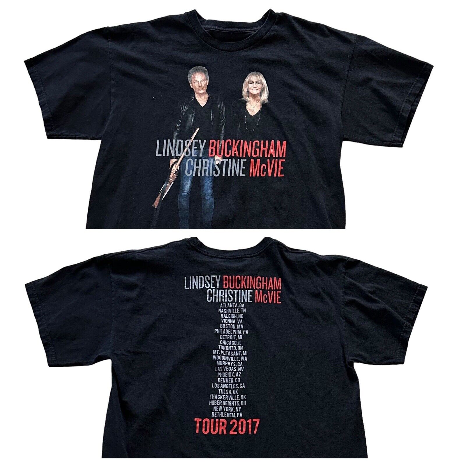 Christine McVie Lindsey Buckingham Adult XL Tour T-Shirt 2017 Fleetwood Mac
