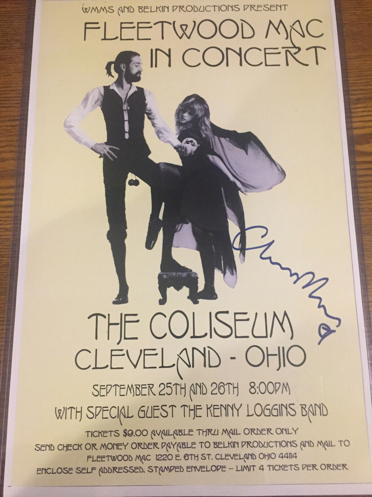 CHRISTINE MCVIE FLEETWOOD MAC SIGNED AUTOGRAPHED PARAMOUNT THEATER POSTER PSA