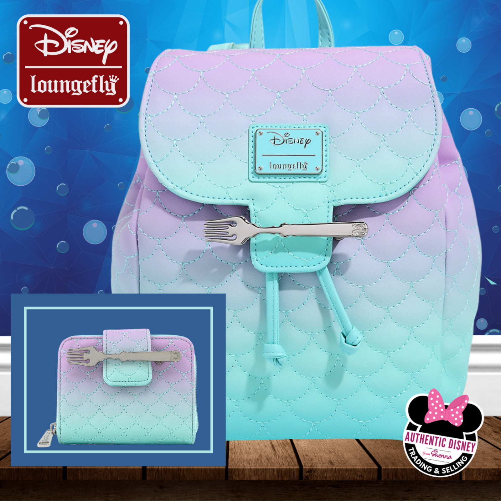 Disney Loungefly Mini Backpack - Little Mermaid Scales Ombre Mini
