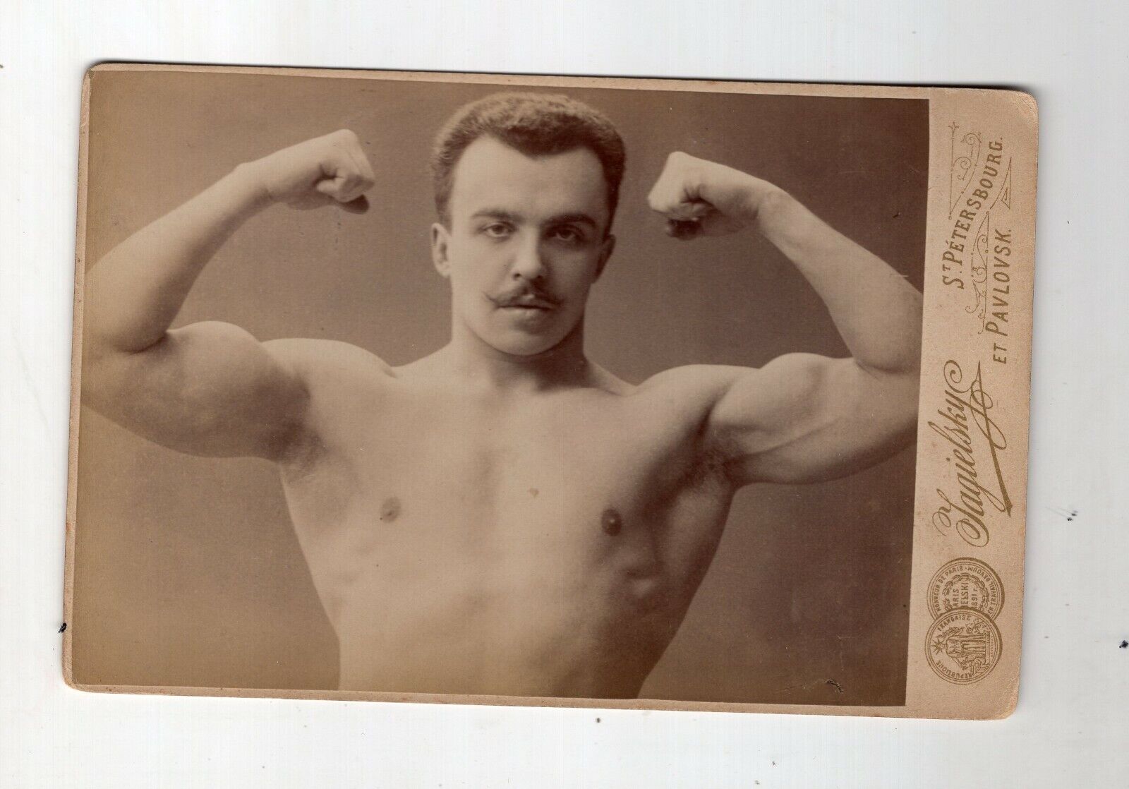 Rare Early 1900 Cabinet Card Russian Bodybuilder, Weightlifter 