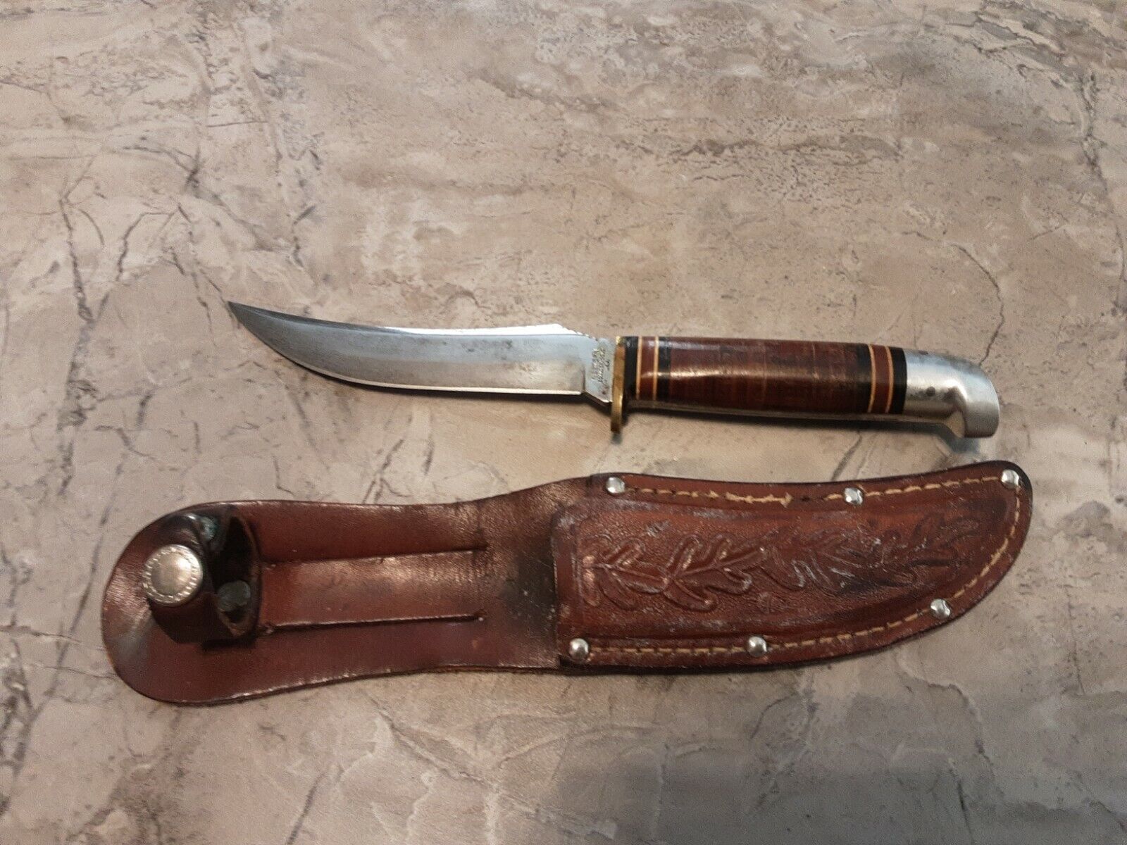 Vintage Western Fixed Blade Hunting Knife L40 W/Sheath Boulder Colorado U.S.A.