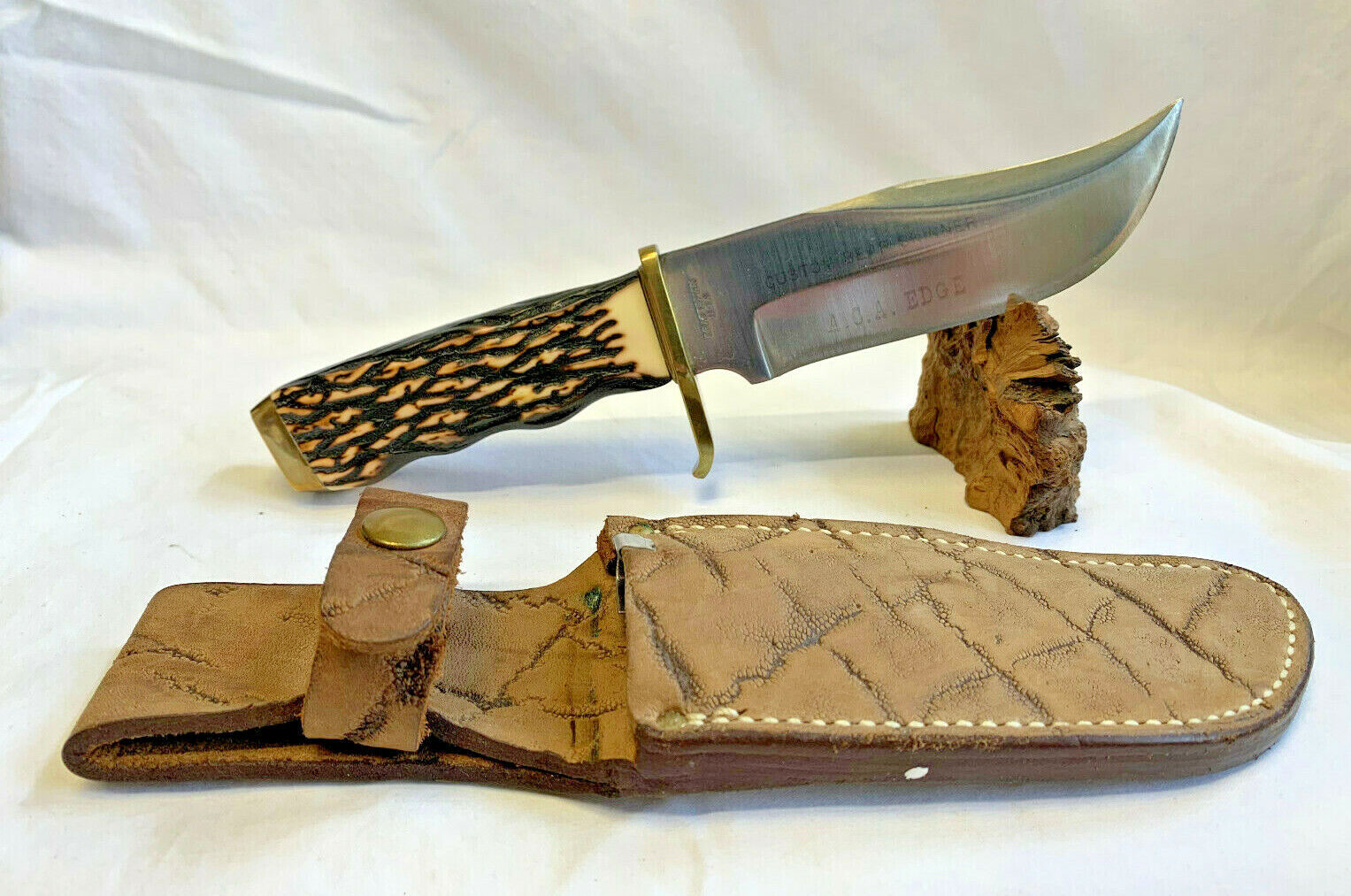 Craftsman Custom Bear Skinner Fixed Blade Knife A.C.A. Edge USA w/ Sheath 