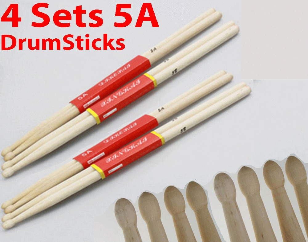 4 Pairs 5A Drum Sticks Drumsticks Maple Wood Music Band Jazz Rock NEW    