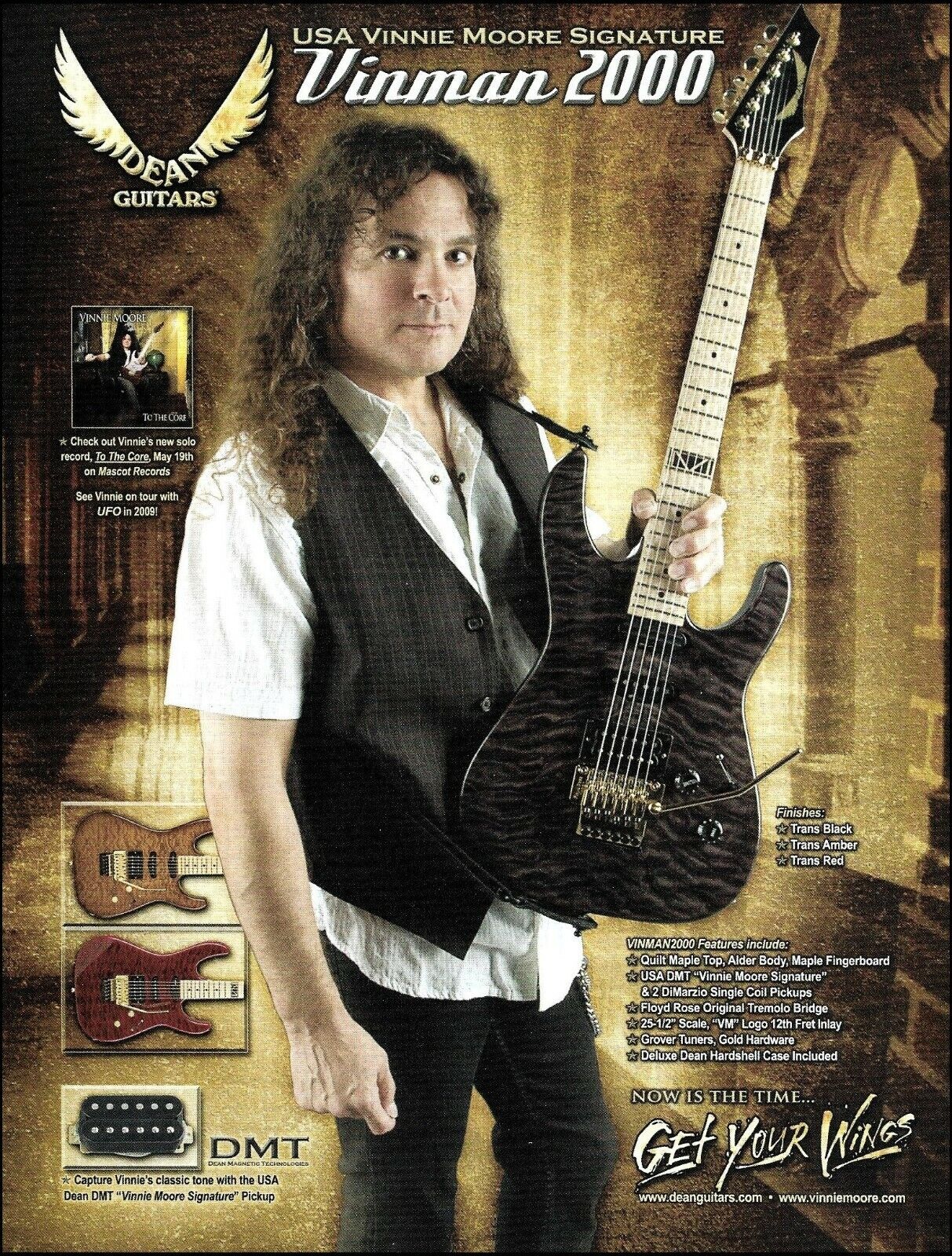 USA Vinnie Moore Signature Dean Vinman 2000 Ibanez guitar ad 2009 advertisement