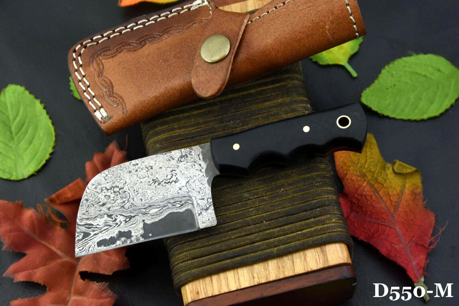 Damascus Steel Skinning Cleaver Hunting Knife Handmade With G-10 Micarta Handle
