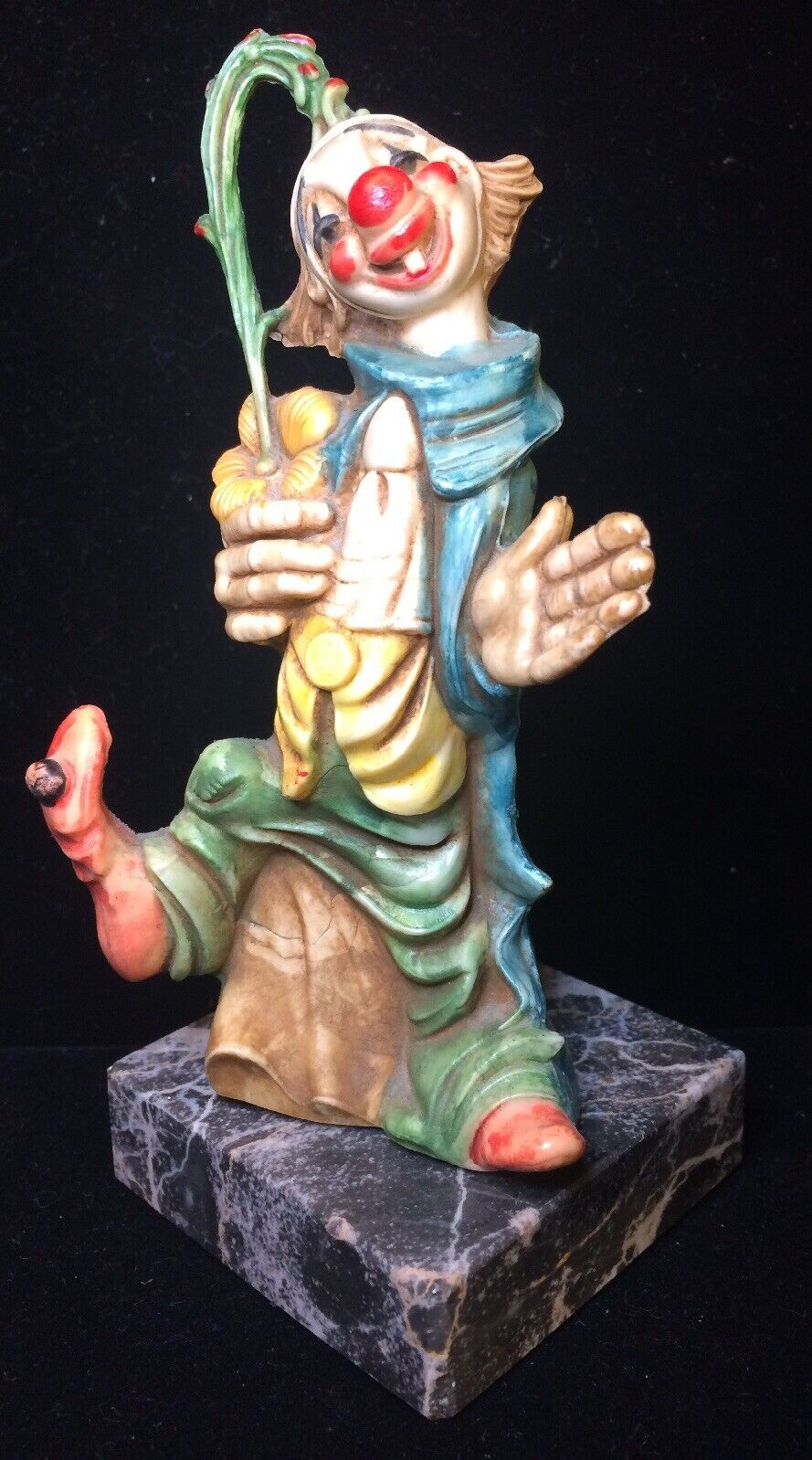 VINTAGE SIMONELLI FONTANINI CLOWN FIGURINE ON MARBLE BASE MADE IN ITALY ...