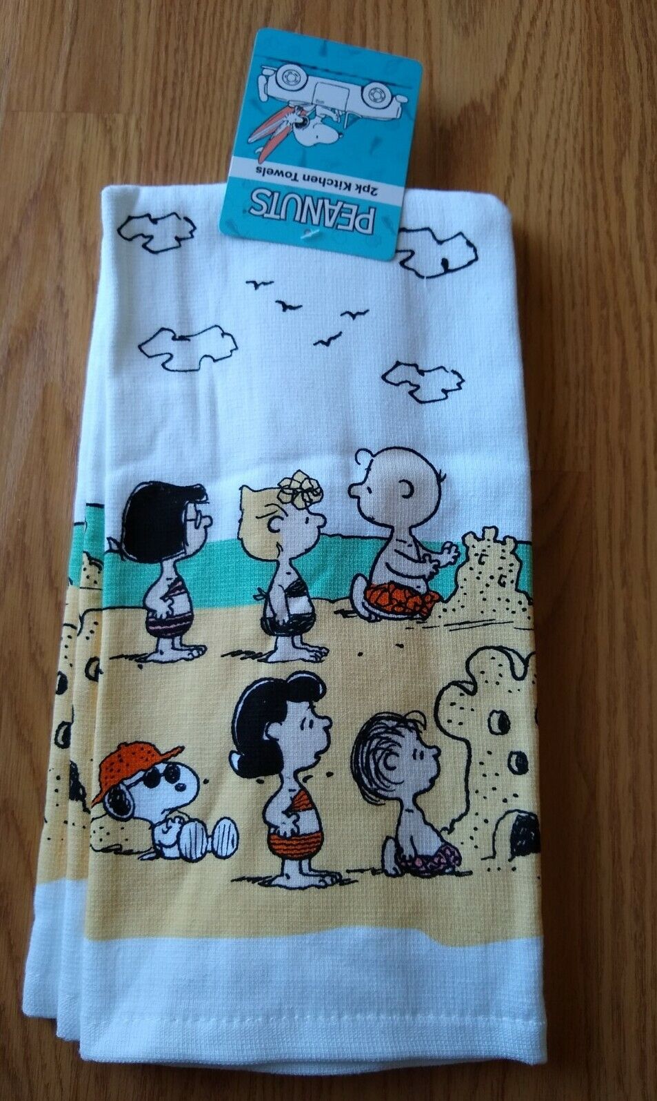 Peanuts Snoopy Kitchen Towels 2 Pack Beach  Sand Castle Summer Hand Dish NEW 