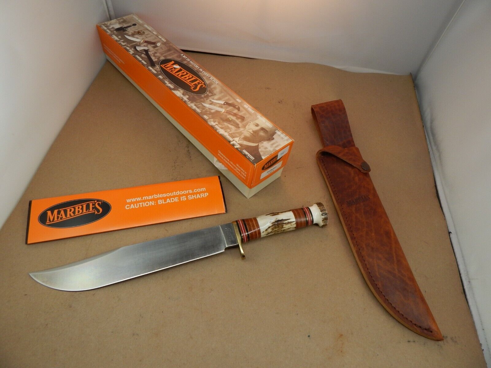 MARBLES USA  2006 Stag on Stag TRAILMAKER BOWIE KNIFE Mint in Box 1 of 50 