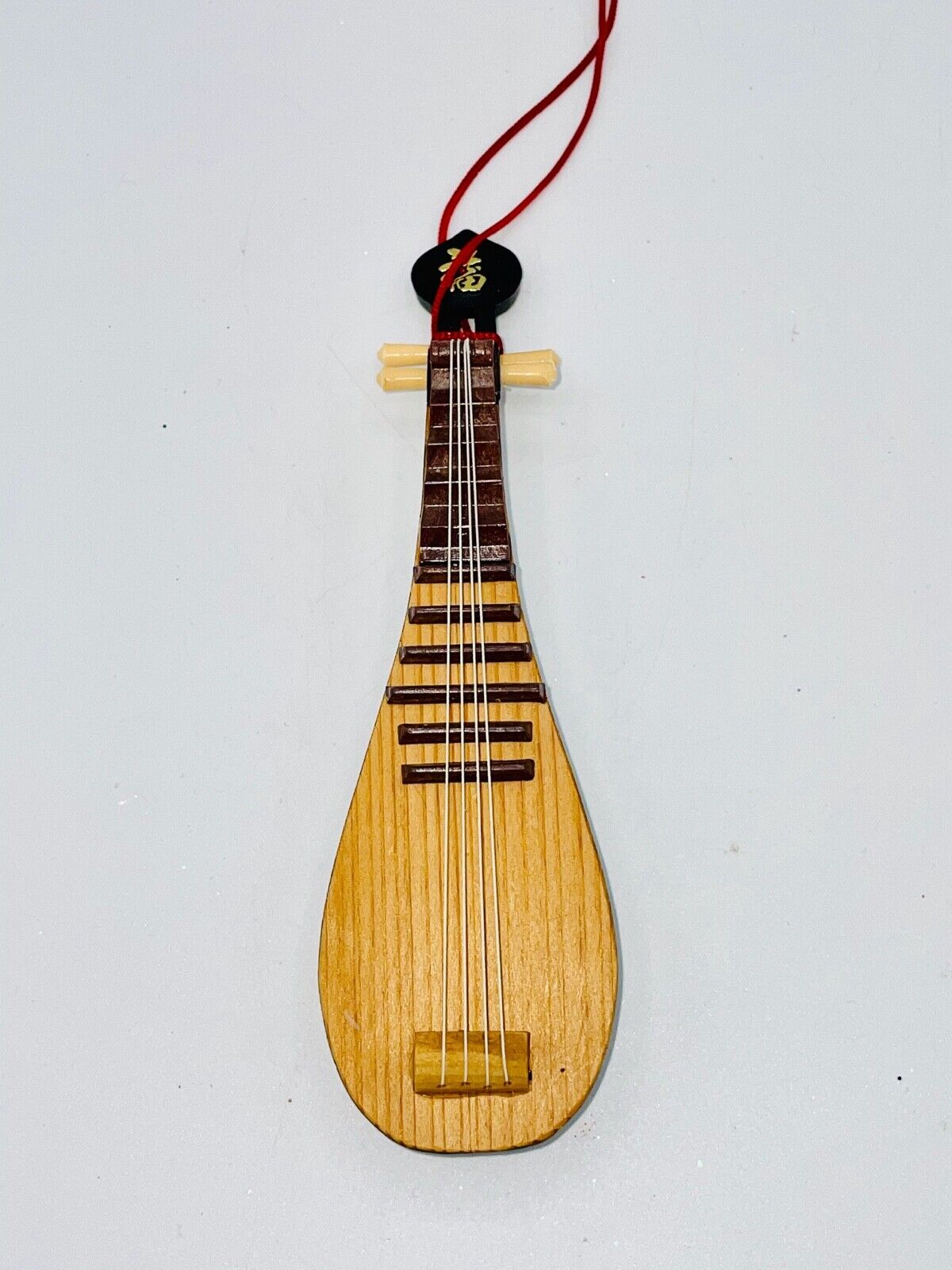 Chinese Stringed Instrument Pipa Wood Miniature Year Round Ornament 5 1/2\