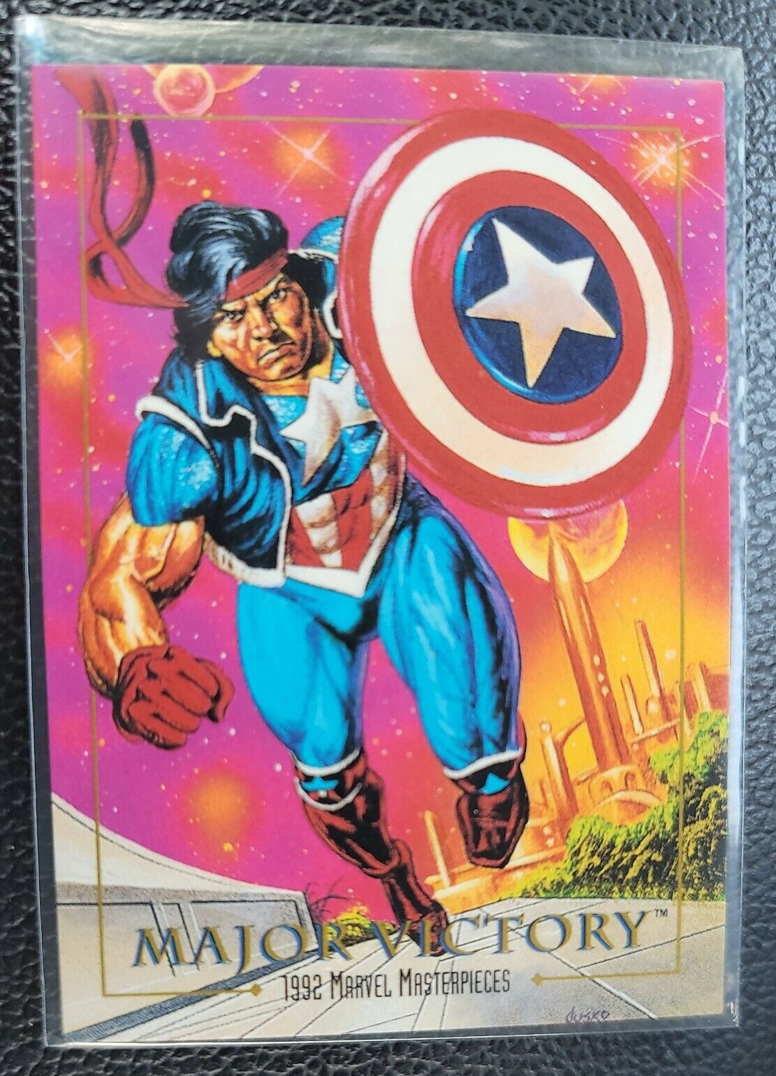 MAJOR VICTORY 1992 Skybox Marvel Masterpieces card #48 CAP Joe Jusko art